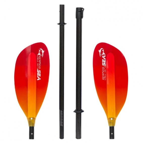 ExtaSea Pro-XL Carbon Vario Doppelpaddel | 220-240cm | 4-teilig | Red-yellow 4 ExtaSea Pro-XL Carbon Vario Doppelpaddel | 220-240cm | 4-teilig | Red-yellow – Bild 2