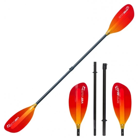 ExtaSea Pro-XL Carbon Vario Doppelpaddel | 220-240cm | 4-teilig | Red-yellow 3 ExtaSea Pro-XL Carbon Vario Doppelpaddel | 220-240cm | 4-teilig | Red-yellow